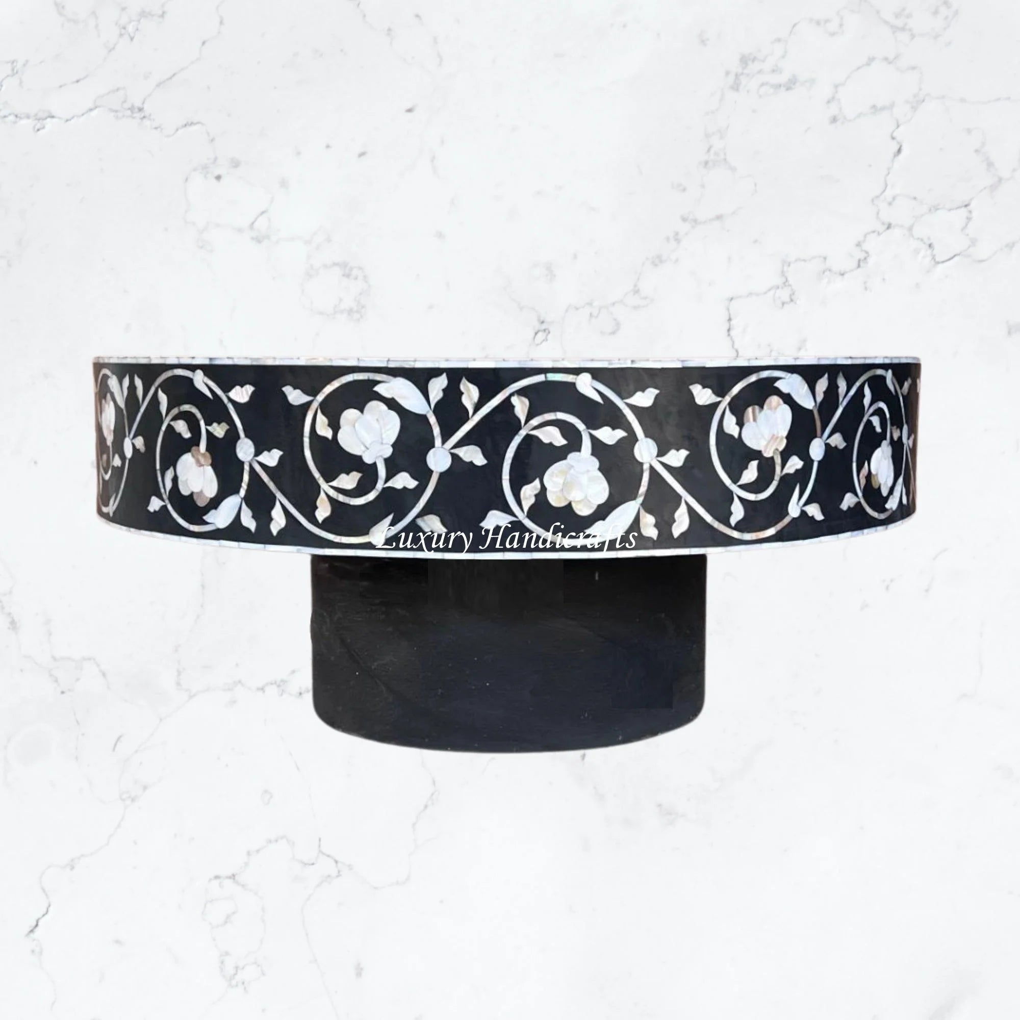 Bird Mother Of Pearl Inlay Coffee Table Black