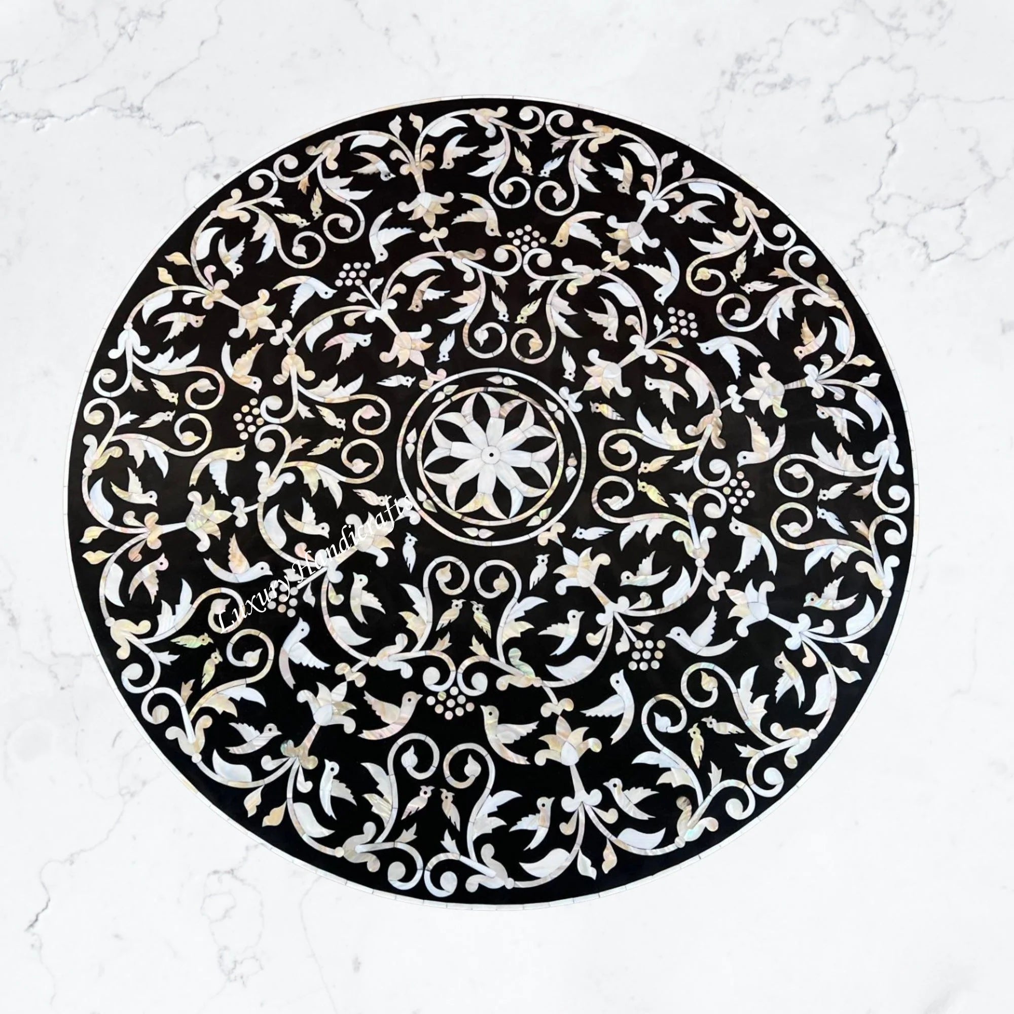 Bird Mother Of Pearl Inlay Coffee Table Black