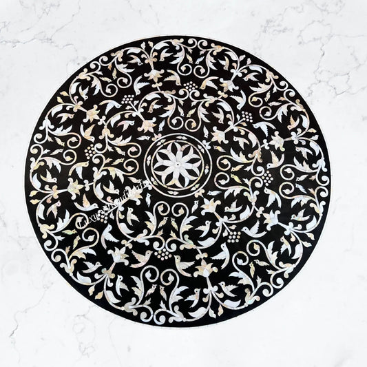 Bird Mother Of Pearl Inlay Coffee Table Black
